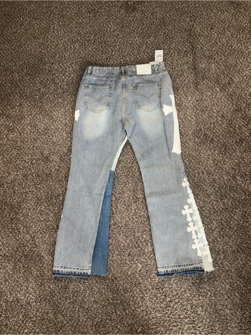 Gallery Dept Light Blue Flare Jeans with White Cross Details - Picture 7 of 10